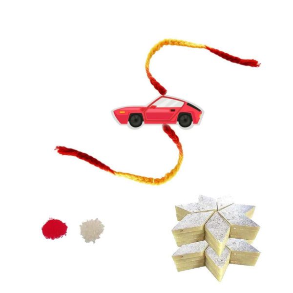 YaYa Cafe Rakhi Sweets Gift Combo for Brother, Car with Rakhi,Kaju Katli - 100 gm, Gift Combo of 3 Raksha Bandhan