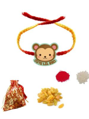 Cute Lil Bro Kids Rakhi Gift with Raisins & Fruits