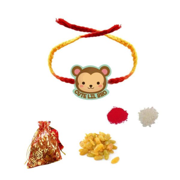 Cute Lil Bro Kids Rakhi Gift with Raisins & Fruits