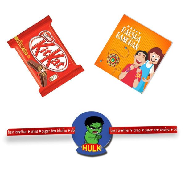 Cute Lil Bro Kids Rakhi with Kitkat Chocolate  Gift Combo pack of 2