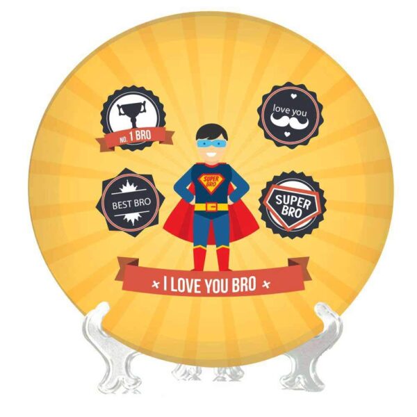 YaYa cafe� Bhaidooj Gifts for Brother Decorative Plate I Love You Super Bro