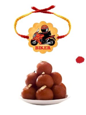 Yaya Cafe Rakhi Sweets Gift Combo for Brother Biker Bro Printed Rakhi, Gulab Jamun- 1 Kg Raksha Bandhan