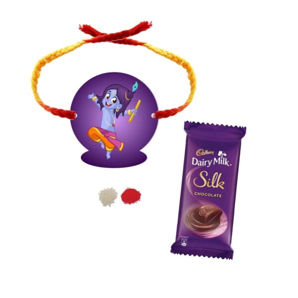 YaYa Cafe™ Rakhi Chocolates Gift Combo for Brother, Krishna Rakhi with 1 Dairy Milk Silk Chocolate Gift Combo Birthday