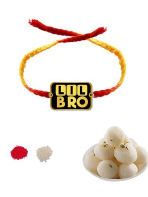 Lil Bro Printed Rakhi with White Rasgulla  Gift Combo of 2