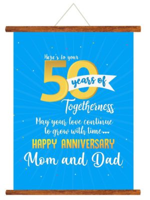 YaYa cafe™ Happy 50th Anniversary Gifts for Parents, Mom Dad Scroll Greeting Card Poster- 18×24 inches