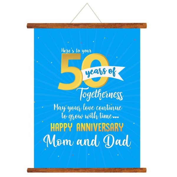 YaYa cafe™ Happy 50th Anniversary Gifts for Parents, Mom Dad Scroll Greeting Card Poster- 18×24 inches