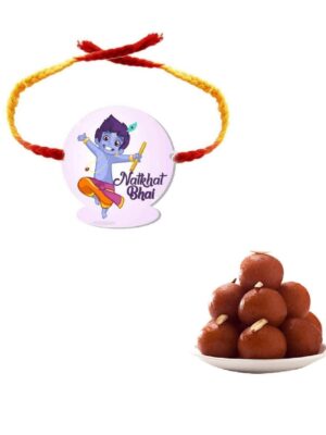 Yaya Cafe Printed Rakhi Sweets Gift Combo for Brothers, Natkhat Bhai Printed Rakhi, Gulab Jamun, Gift Combo Raksha Bandhan