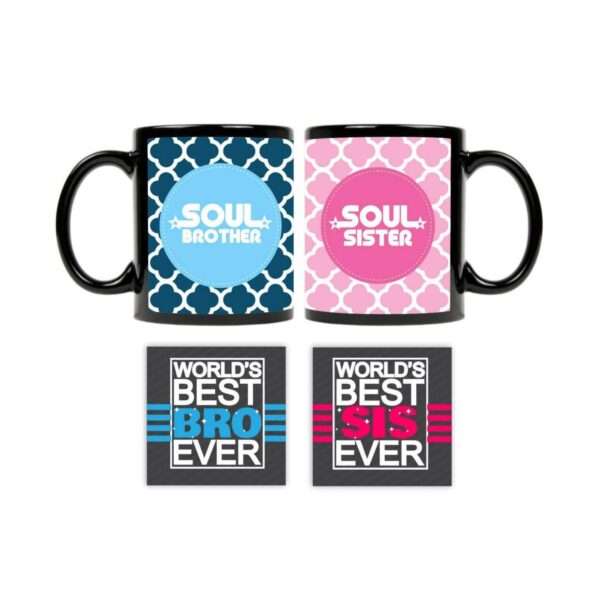 Yaya Cafe� Birthday Dry Fruits Gift Combo for Brother Sister, Soul Brother Sister Set of 6 - Mug, Coaster, Almonds, Raisins