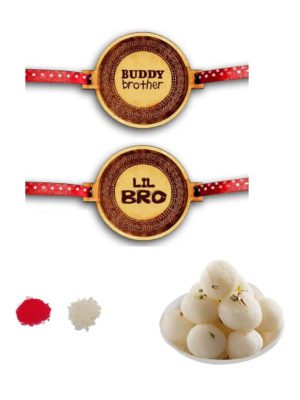 Buddy Brother & Lil Bro Kids Rakhi with White Rasgulle Sweets Gift  Combo - Pack of 3