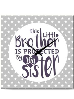 TheYaYaCafe Yaya Cafe Birthday Gifts for Kid Little Brother, Wall Clock Little Brother Protected by Big Sister Canvas