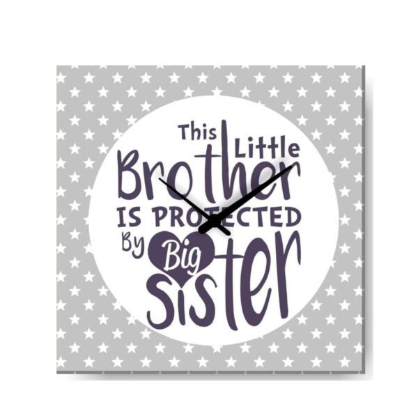 TheYaYaCafe Yaya Cafe Birthday Gifts for Kid Little Brother, Wall Clock Little Brother Protected by Big Sister Canvas