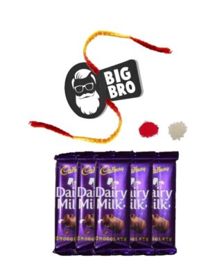 YaYa Cafe™ Rakhi Chocolates Gift Combo for Brother, Big Bro Rakhi with 5 Pcs Dairy Milk Chocolate Gift Combo Birthday