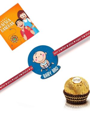 TheYaYaCafe Rakhi Gifts Combo for Brother Ferrero Rocher (Pack Of 4 Pieces) with Baby Bro Kid Rakhi