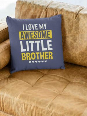 TheYaYaCafe Rakhi Gifts 16X16 inches Cushion Cover Awesome Little Brother Printed Raksha Bandhan Birthday