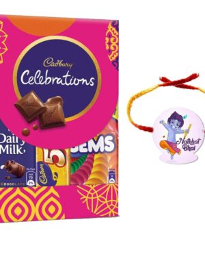 YaYa Cafe Rakhi Gifts Combo for Brother Cadbury Celebrations Assorted Chocolate Gift Pack with Natkhat Bhai Printed Rakhi -