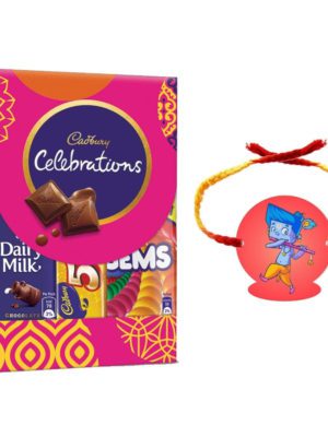 Lil Krishna Kids Rakhi with Cadbury Celebration  Chocolates Gift   Combo - Pack of 2