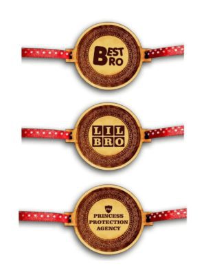 Best Bro , Lil Bro & Princess Protection Agency Engraved Rakhis  for Brothers  Combo -Set of 3