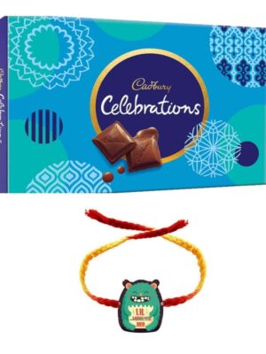 YaYa Cafe Rakhi Gifts Combo for Brother Cadbury Celebrations Assorted Chocolate Gift Pack with Monster Bro Printed Rakhi -