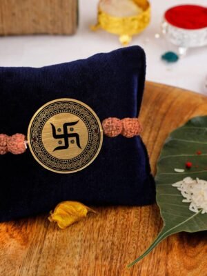 Swastik Engraved Rudraksh Rakhi For Brother