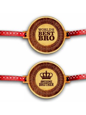 YaYa cafe Family Rakhi for Brother Set of 2 Engraved Worlds Best Awesome Brothers Rakhi Raksha Bandhan