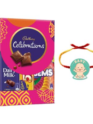 YaYa Cafe Rakhi Gifts Combo for Brother Cadbury Celebrations Assorted Chocolate Gift Pack with Brother Printed Rakhi - 64.2g