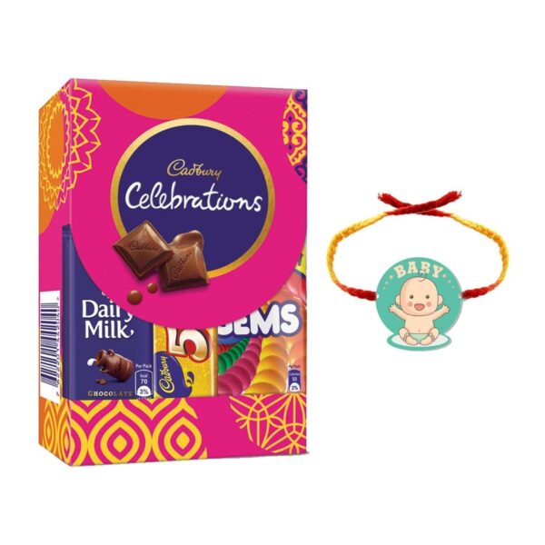YaYa Cafe Rakhi Gifts Combo for Brother Cadbury Celebrations Assorted Chocolate Gift Pack with Brother Printed Rakhi - 64.2g