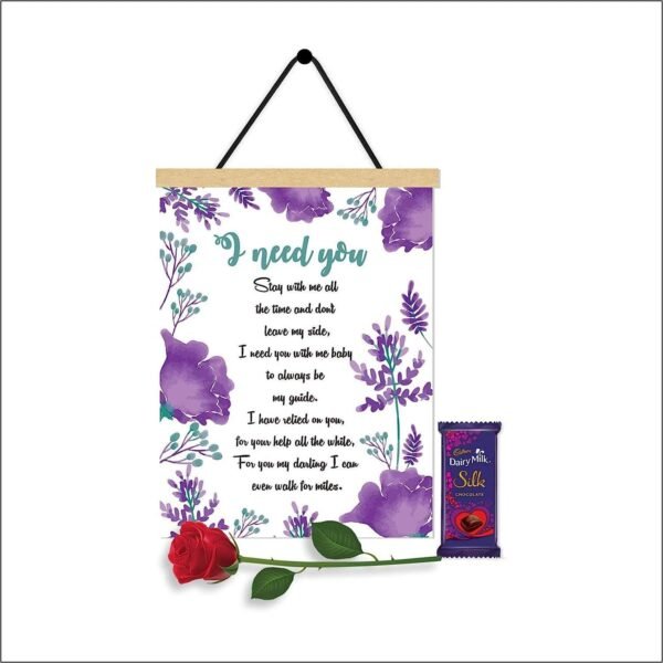 TheYaYaCafe Birthday Gifts Chocolate Gifts Combo for Husband, 1 Scroll Greeting Card, 1 Dairy Milk Silk (60g) with 1 Artificial