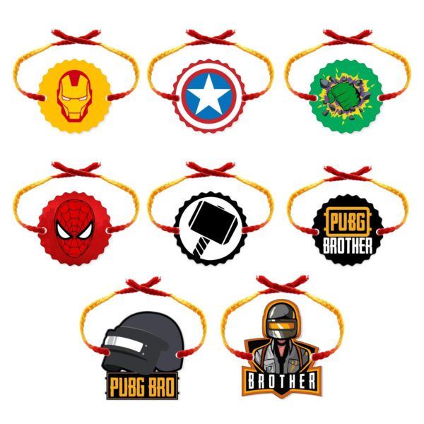 8 Avenger Superheros Kids Rakhi Combo Set of  - 8