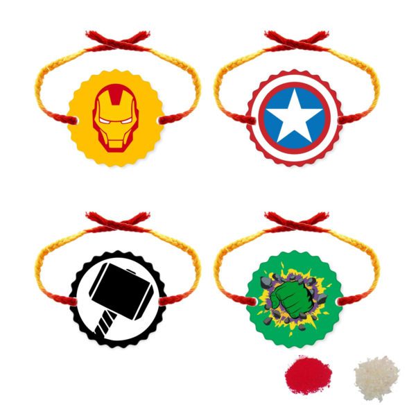 4 Avenger Superheros Kids Rakhi Combo Set of  - 4