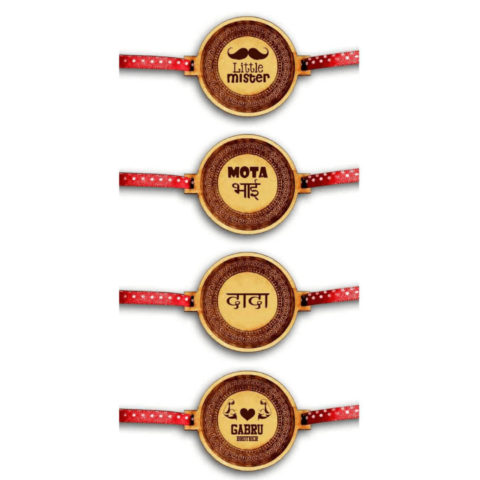 4 Engraved with Beautiful Quotes Engraved Rakhi for Brothers