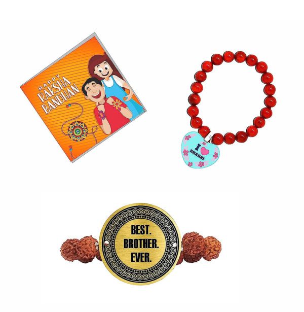 TheYaYaCafe Rakhi for Bhaiya Bhabhi Set of 2 Printed and Beads Pearl Bracelet Family Rakhi Combo Raksha Bandhan