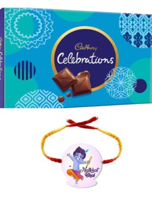 YaYa Cafe Rakhi Gifts Combo for Brother Cadbury Celebrations Assorted Chocolate Gift Pack with Natkhat Bhai Printed Rakhi -