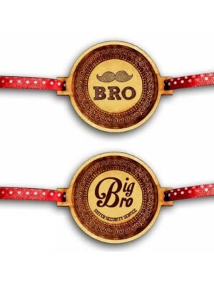 Moustache Bro  & Big Bro   Engraved Rakhis Combo - Pack of 2
