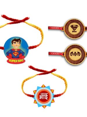 TheYaYaCafe Family Rakhi for Brother Combo Set of 4 Printed Super Batman Bro Rakhi Raksha Bandhan