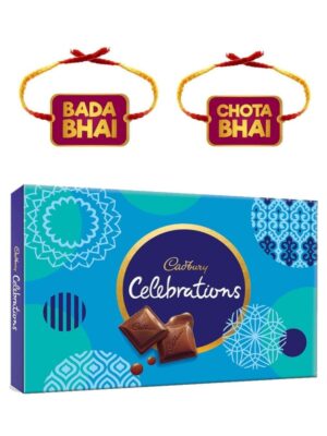 YaYa Cafe Rakhi Gifts Combo for Brother Cadbury Celebrations Assorted Chocolate Gift Pack Bada Bhai Chhota Bhai Printed Rakhi -
