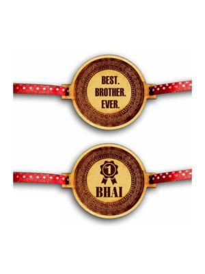 Best Brother ever  & No.1 Bhai Engraved  Rakhi  Combo- Set of 2