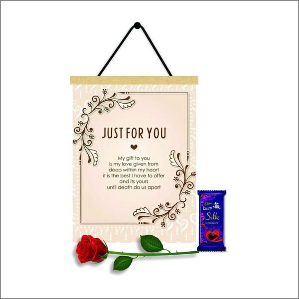 TheYaYaCafe Birthday Gifts Chocolate Gifts Combo for Husband, 1 Scroll Greeting Card, 1 Dairy Milk Silk (60g) with 1 Artificial