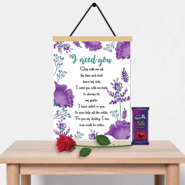 TheYaYaCafe Birthday Gifts Chocolate Gifts Combo for Husband, 1 Scroll Greeting Card, 1 Dairy Milk Silk (60g) with 1 Artificial
