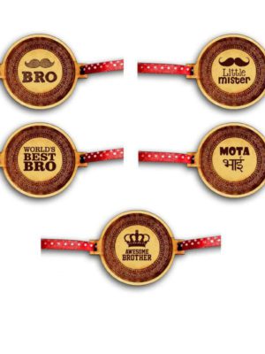 5 Engraved Rakhi with Beautiful Quote for Brothers