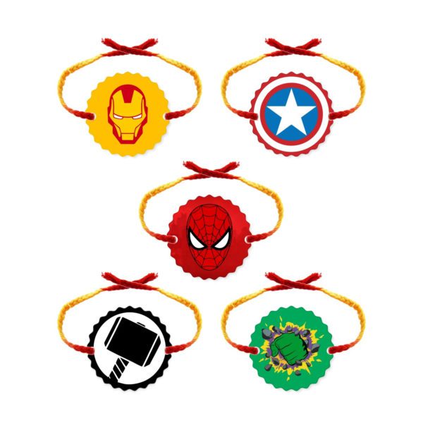 5 Avenger Superheros Kids Rakhi Combo Set of  - 5