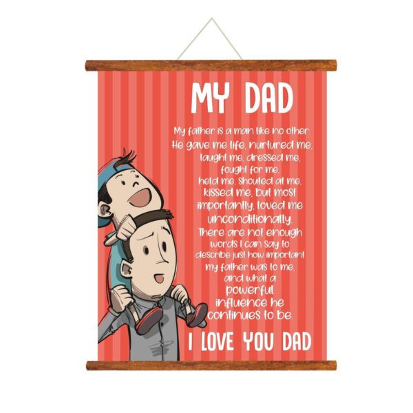 YaYa cafe Father's Day Gifts A Man Like No Other Dad Greeting Card Scroll - 15x20 inches