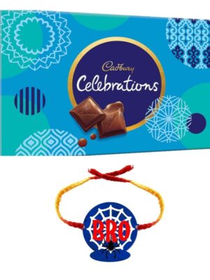 YaYa Cafe Rakhi Gifts Combo for Brother Cadbury Celebrations Assorted Chocolate Gift Pack with Spiderman bro Printed Rakhi -