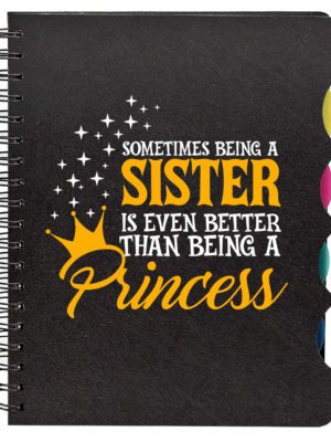 Rakhi Gifts for Sister, Wirebound Notebook A5 Size, 300 Ruled Pages Printed Princess Sister