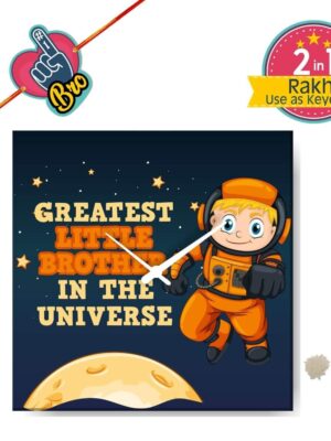TheYaYaCafe Yaya Cafe Birthday Rakhi Gifts for Brother, Greatest Little Brother Framed Wall Clock - 10 x 10 inches