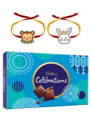 Cute Lil Bro  Kids  Rakhi with Cadbury Celebration Chocolate  Gift Combo pack of 3