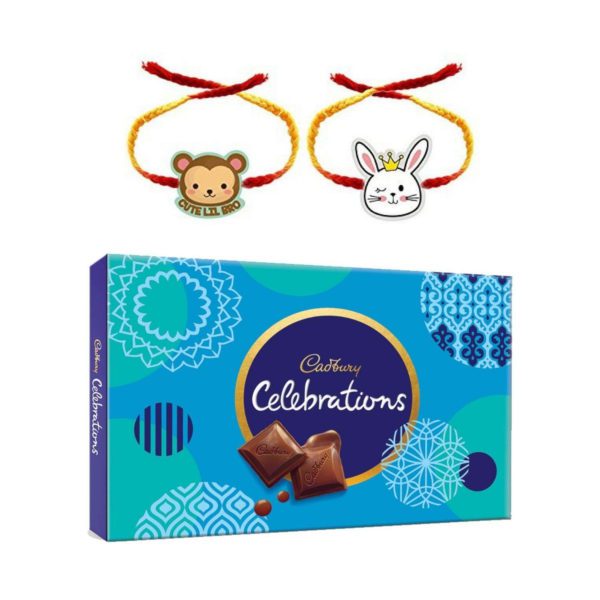 Cute Lil Bro  Kids  Rakhi with Cadbury Celebration Chocolate  Gift Combo pack of 3