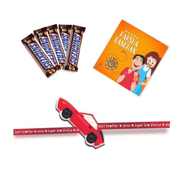 Cadbury Oreo Dipped Chocolate Gift  with Car Kids Rakhi Combo Of - 2