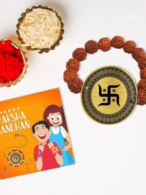 TheYaYaCafe Raksha Bandhan Gifts for Brother Engraved Rudraksha Bracelet Rakhi