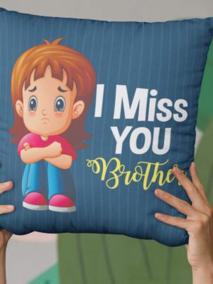 Yaya Cafe Rakhi Birthday Gift for Brother, I Miss You Cushion Cover 12X12 Inches