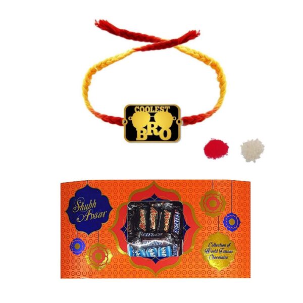 YaYa Cafe Rakhi Chocolates Gift Combo for Brother, Coolest Bro Rakhi with 5 Star Chocolates 5 Pcs Gift Combo of Birthday